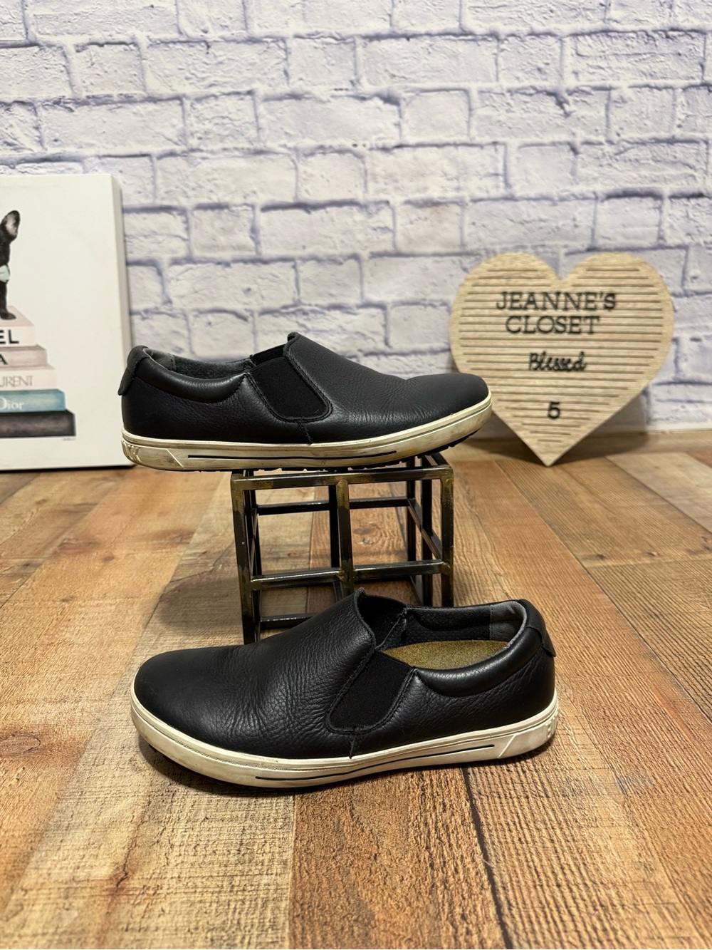 Birkenstock Oswego Black Natural Leather shoes Regular Width 39 8-8.5 - Picture 2 of 10